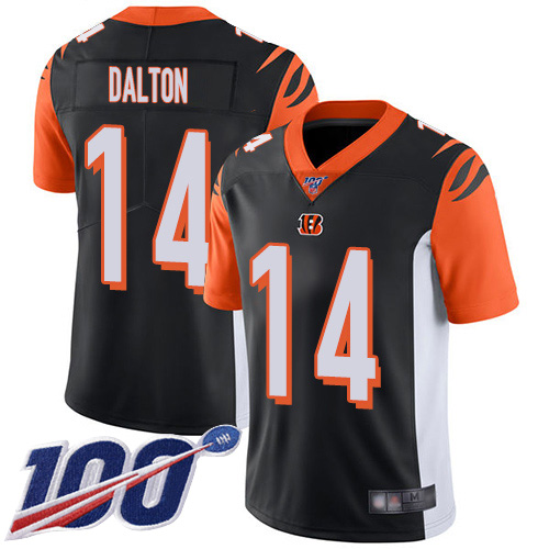 Cincinnati Bengals Limited Black Men Andy Dalton Home Jersey NFL Footballl #14 100th Season Vapor Untouchable->cincinnati bengals->NFL Jersey